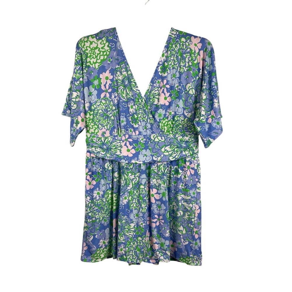 Lilly Pulitzer Parigi Knit Skort Romper XXL Sunwashed Blue Plumes In Bloom NWT